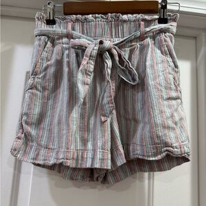 American Eagle Outfitters Linen Blend Striped High Waist Shorts Size Small